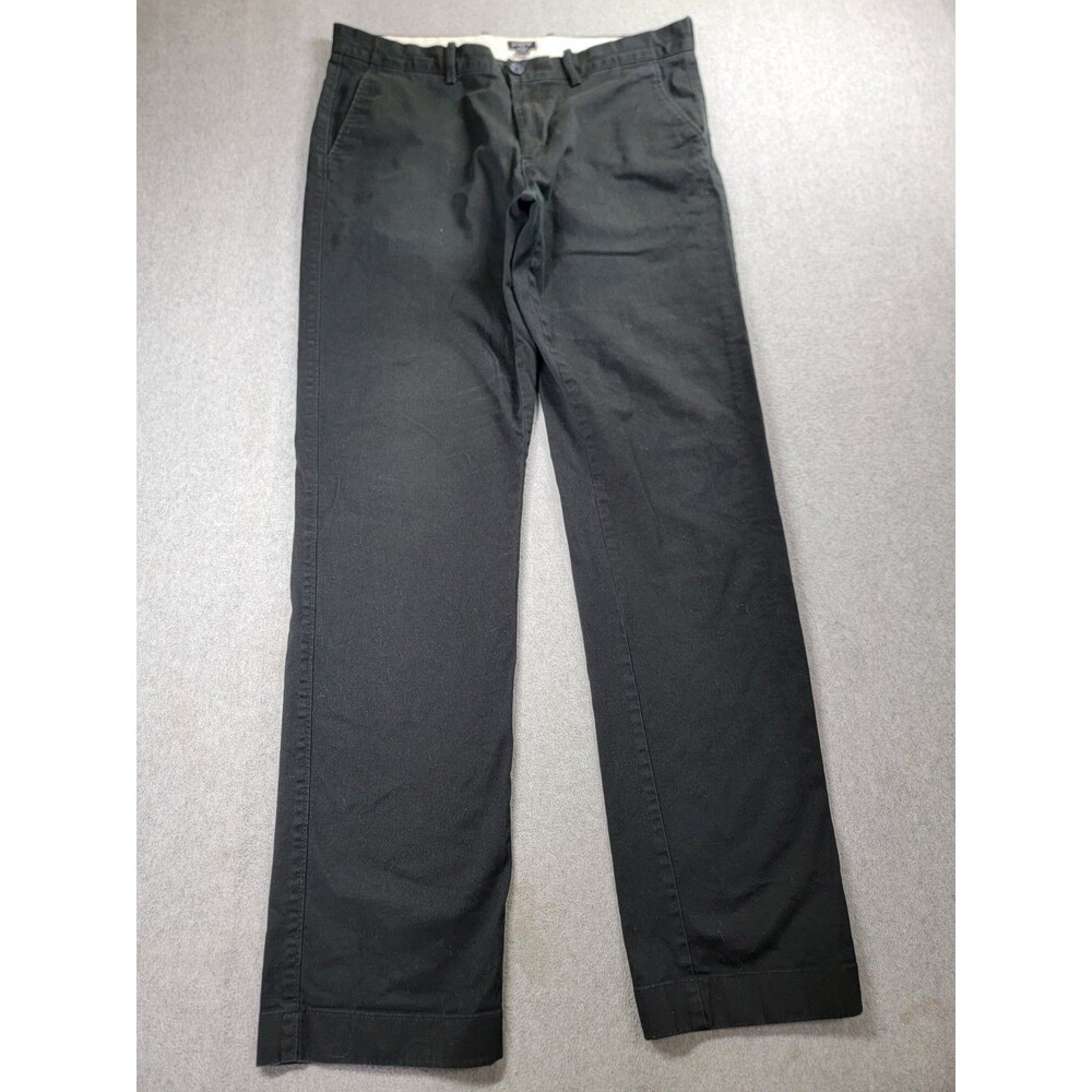 J Crew Chino Pants Mens 34x34 (36x33) Straight Black Flat‎ Stretch Preppy Office